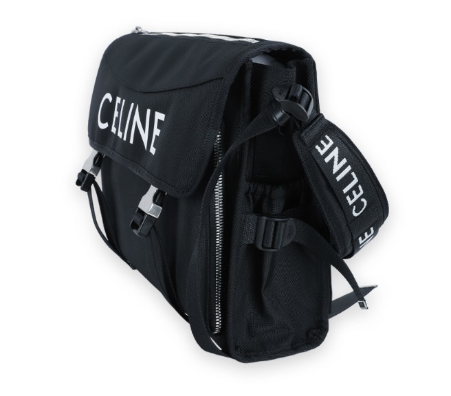 CELINE☆ラージ メッセンジャー ロゴプリント ブラック バッグ