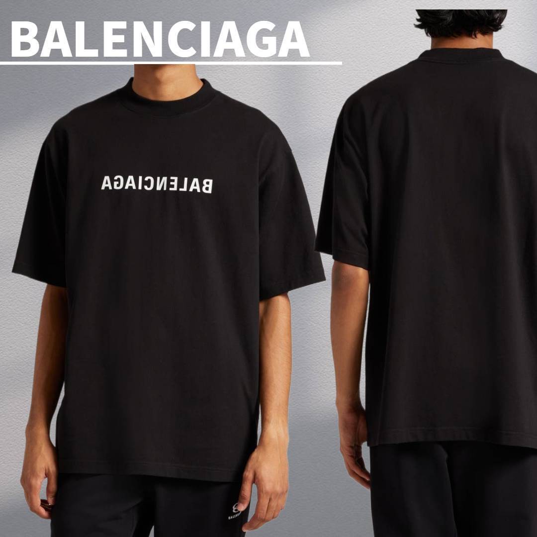 人気★関税込【BALENCIAGA】ミラー ロゴ T シャツ Black