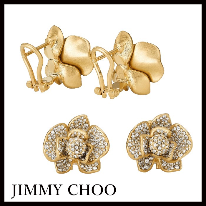 JIMMY CHOO Petal Studs パヴェクリスタル フィニッシュ ピアス