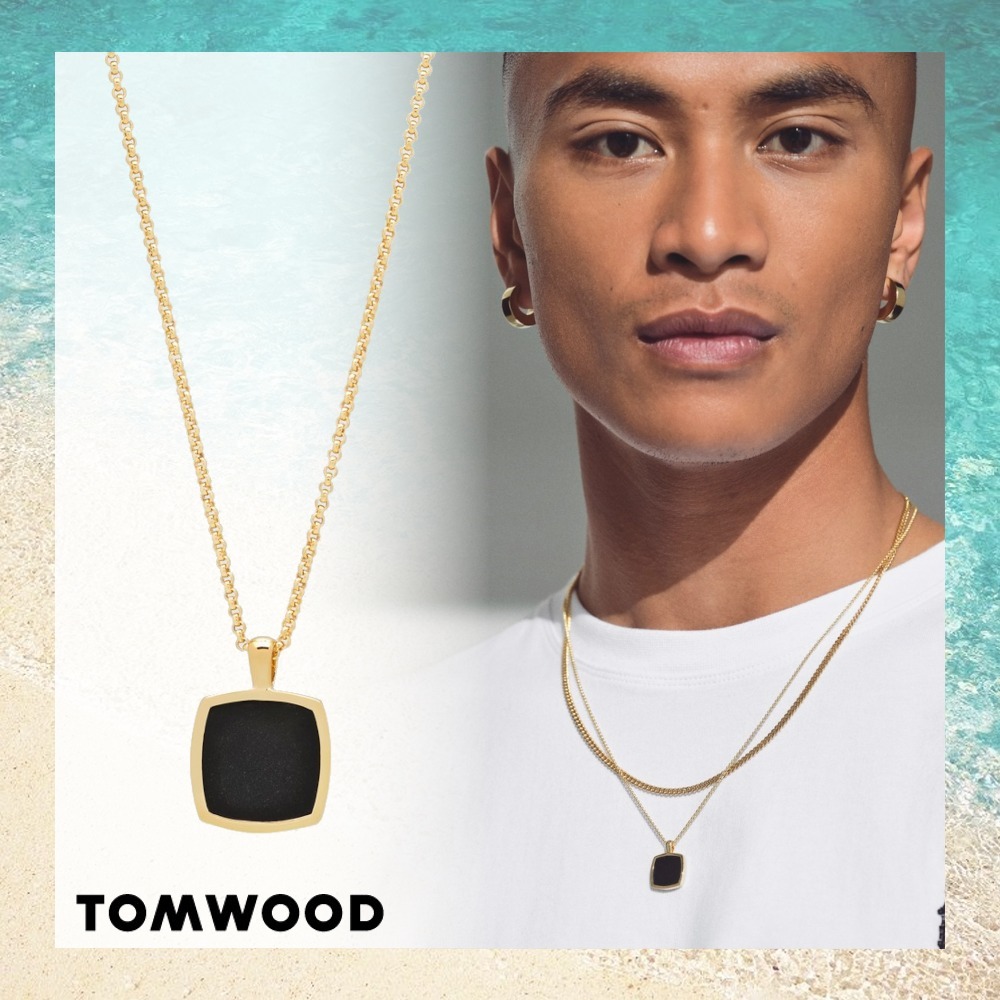 大人気【Tom Wood】Cushion Pendant Onyx Gold