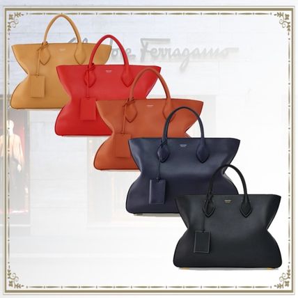 Salvatore Ferragamo Totes Calfskin Plain Logo Totes