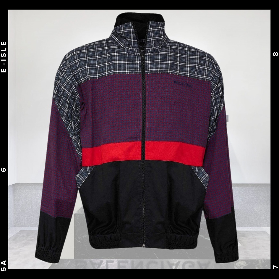 希少【Balenciaga】ポプリン 80s チェック ジップ スウェット
