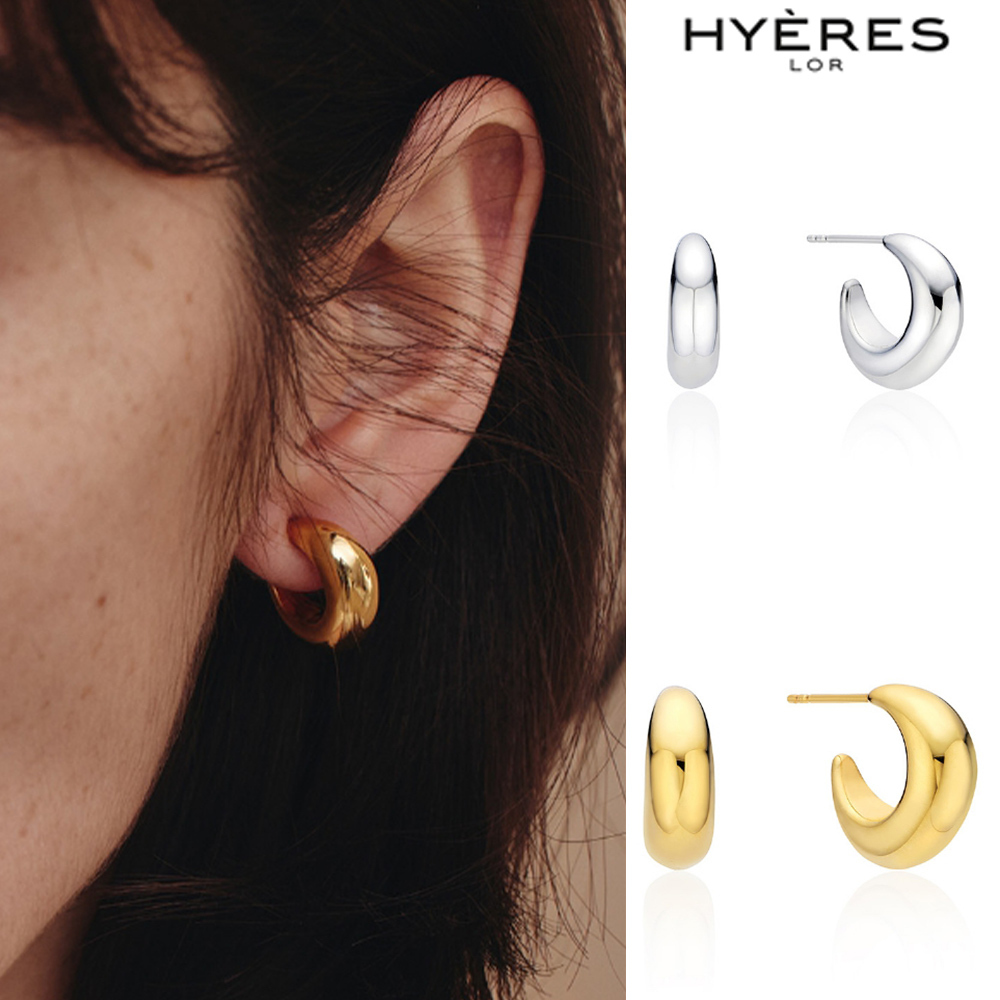 【HYERES LOR】24SS★ H-edition Silver Volume Hoop Earrings