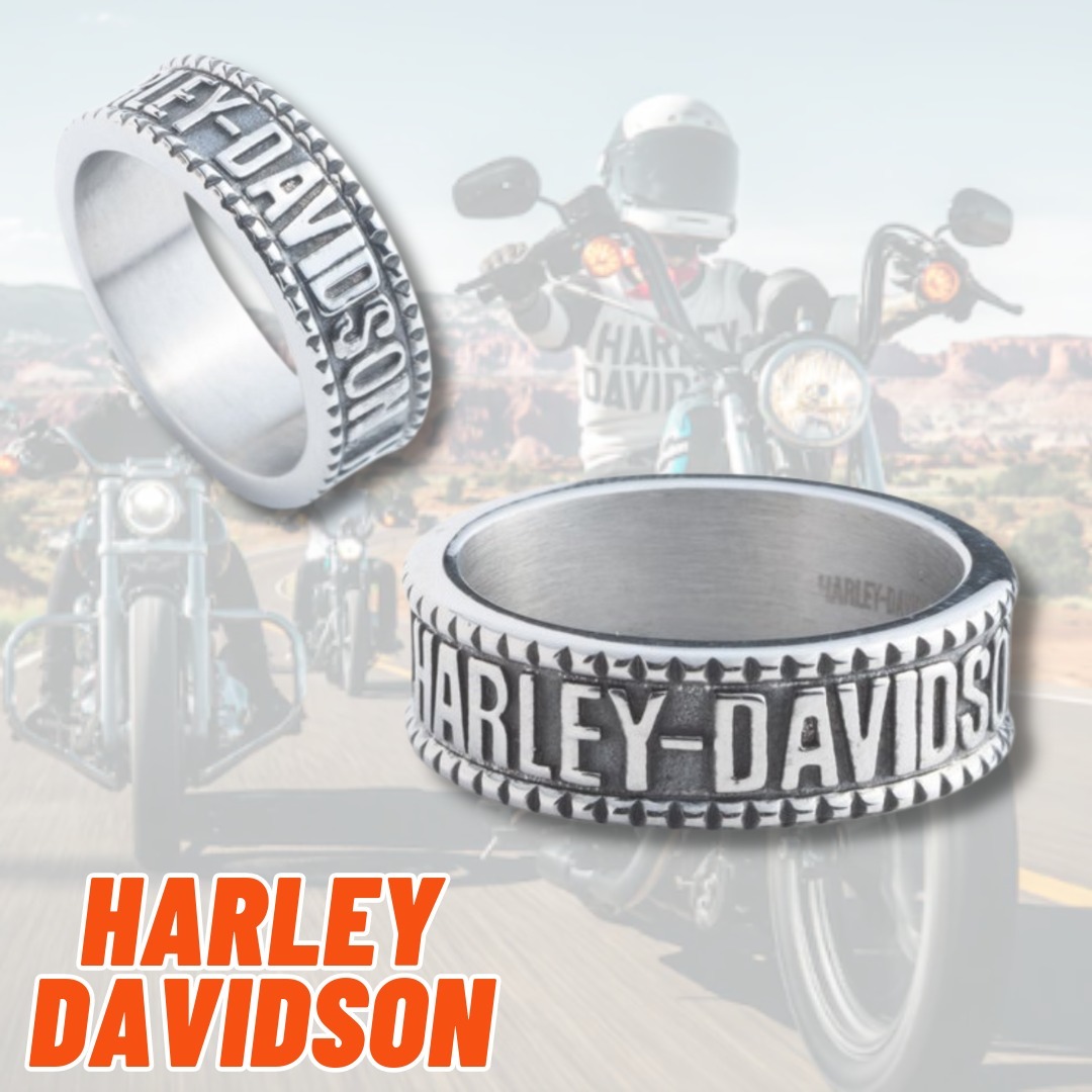 NEW【Harley Davidson】メンズ レイズド ロゴ バンド リング