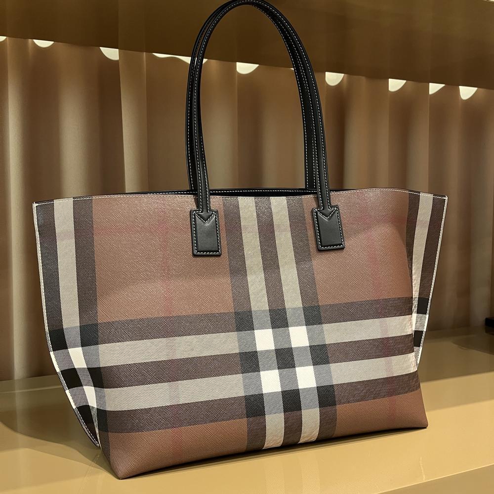 送料関税込★Burberry★チェック プリント トートバッグ★BROWN