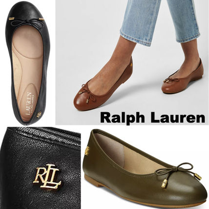 Ralph Lauren More Flats Round Toe Casual Style Plain Leather Office Style