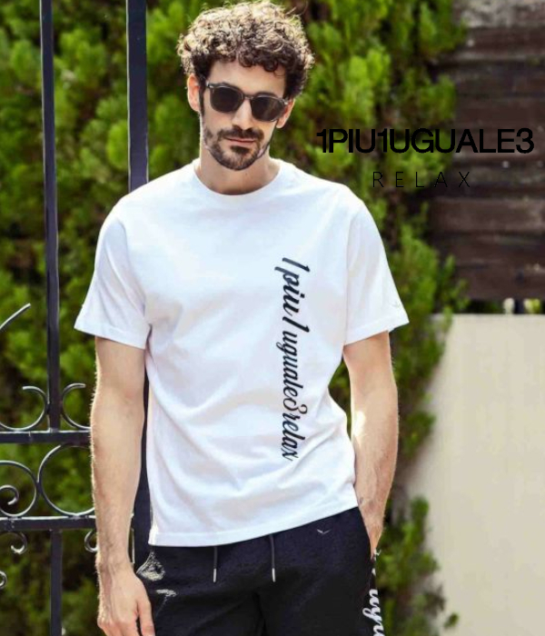 1PIU1UGUALE3 RELAX 縦ロゴ半袖Tシャツ メンズ カットソー
