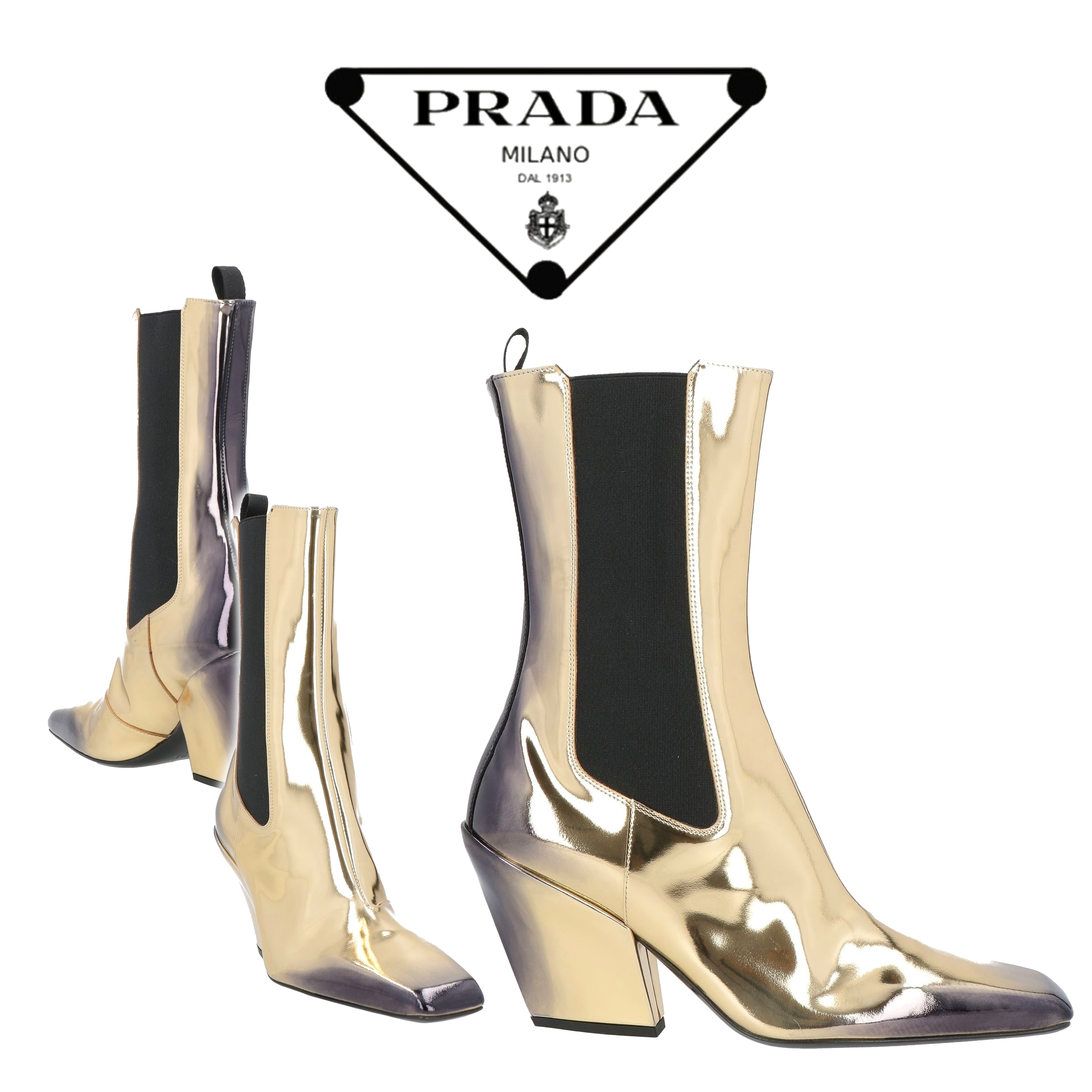 【PRADA】チェルシーブーツ スクエアトゥ スクエアヒール