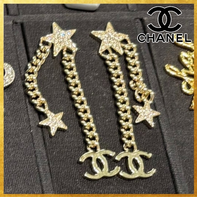 【希少デザイン☆揺れるスター】 CHANEL CCロゴ ピアス
