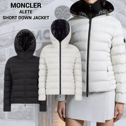 MONCLER Down Jackets Short Nylon Street Style Plain Logo Down Jackets