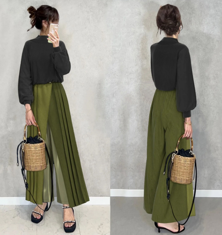 リュクス  セットアップ パンツ 長袖 ブラウス フレア