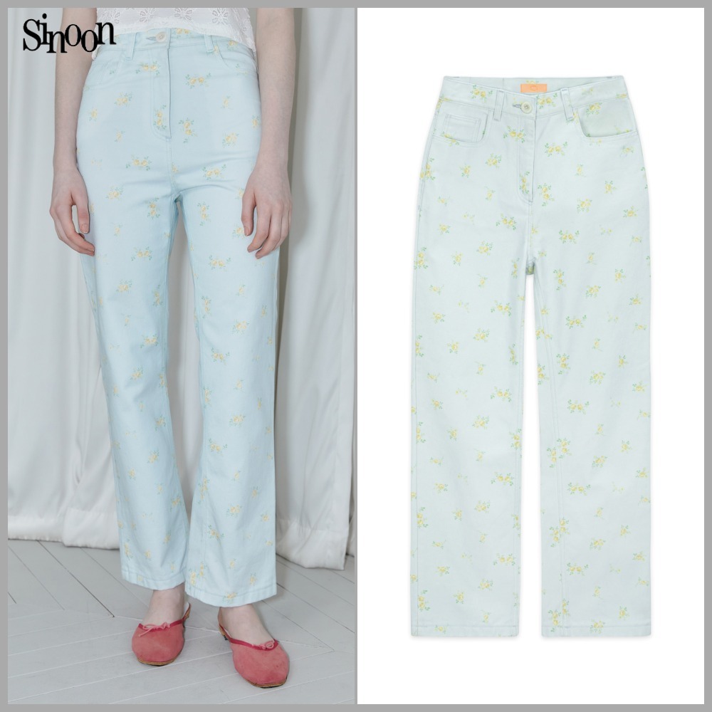 【SINOON】24SS FLOWER COTTON PANTS (LIGHT BLUE)