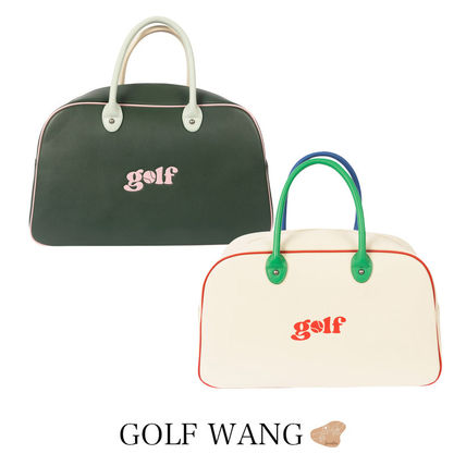 GOLF WANG Boston Bags Unisex Street Style Leather Logo Boston Bags