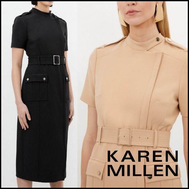 KAREN MILLEN】送料関税なし！ベルト付きひざ下丈ミディドレス
