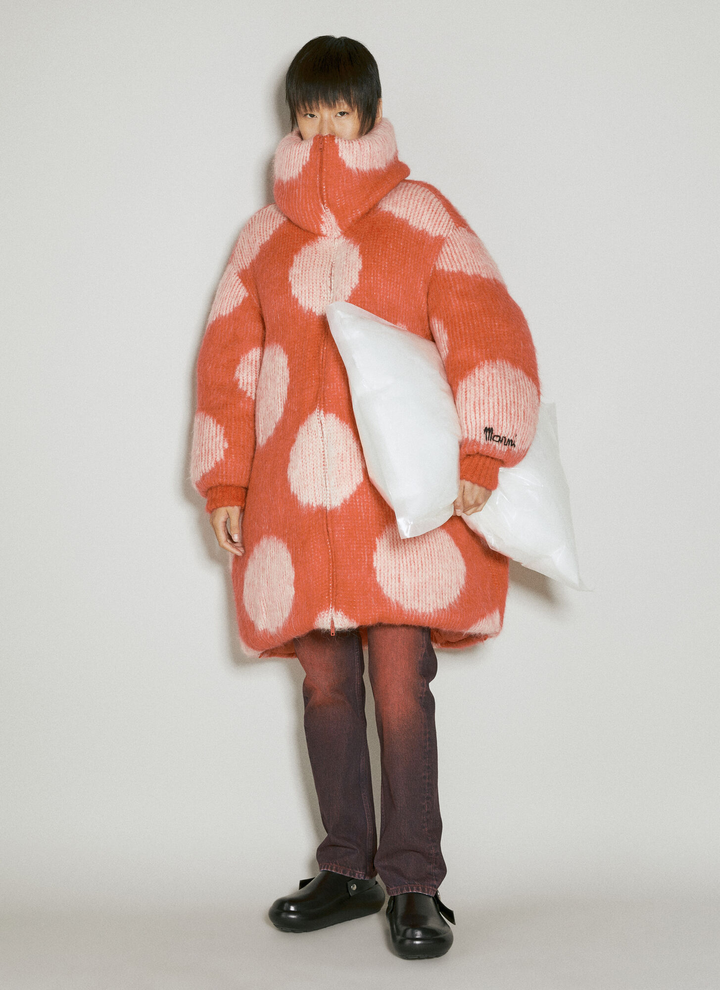 ジャケット Oversized Long Polka Dot Down Coat