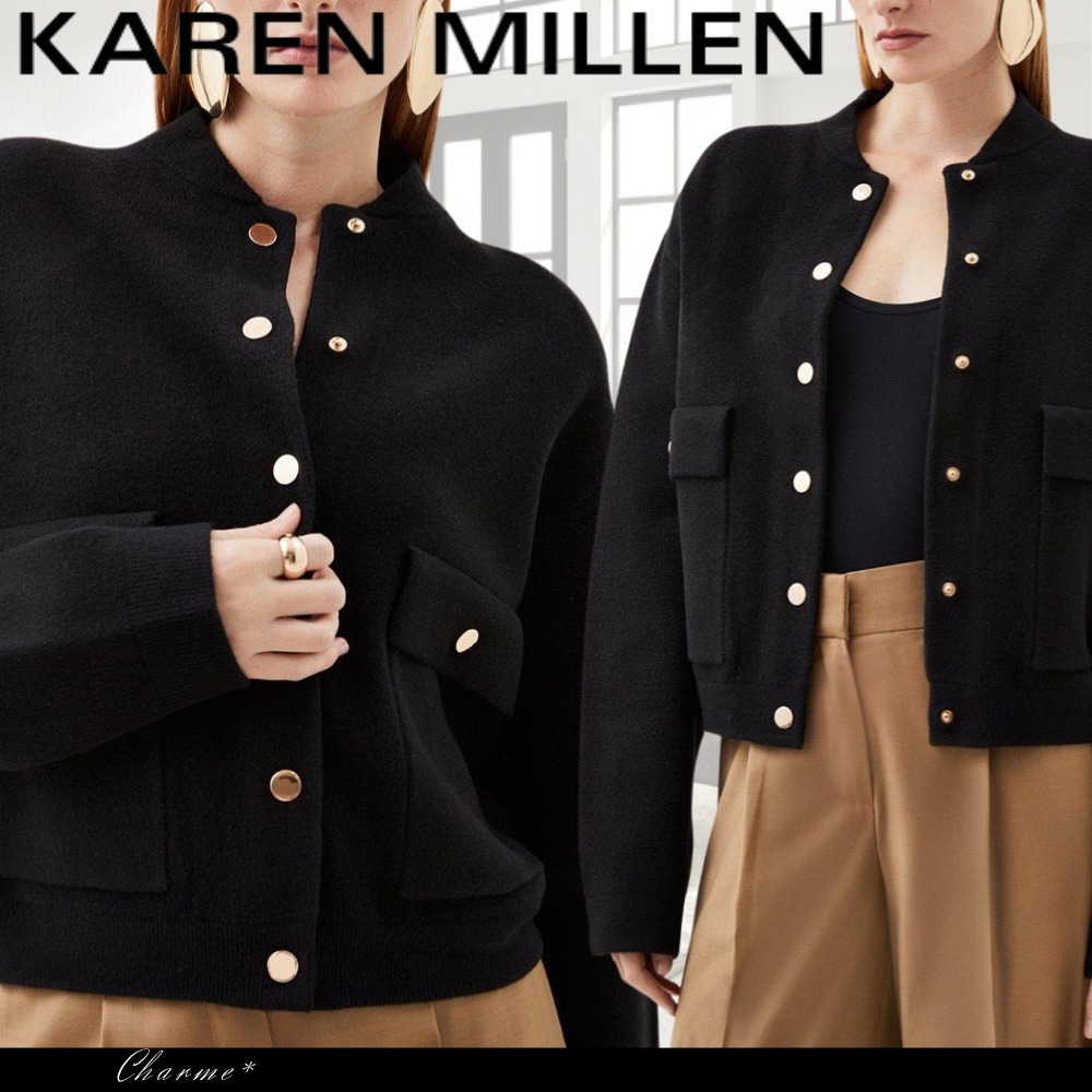 KAREN MILLEN ショートジャケット ニット ポケット ボタン