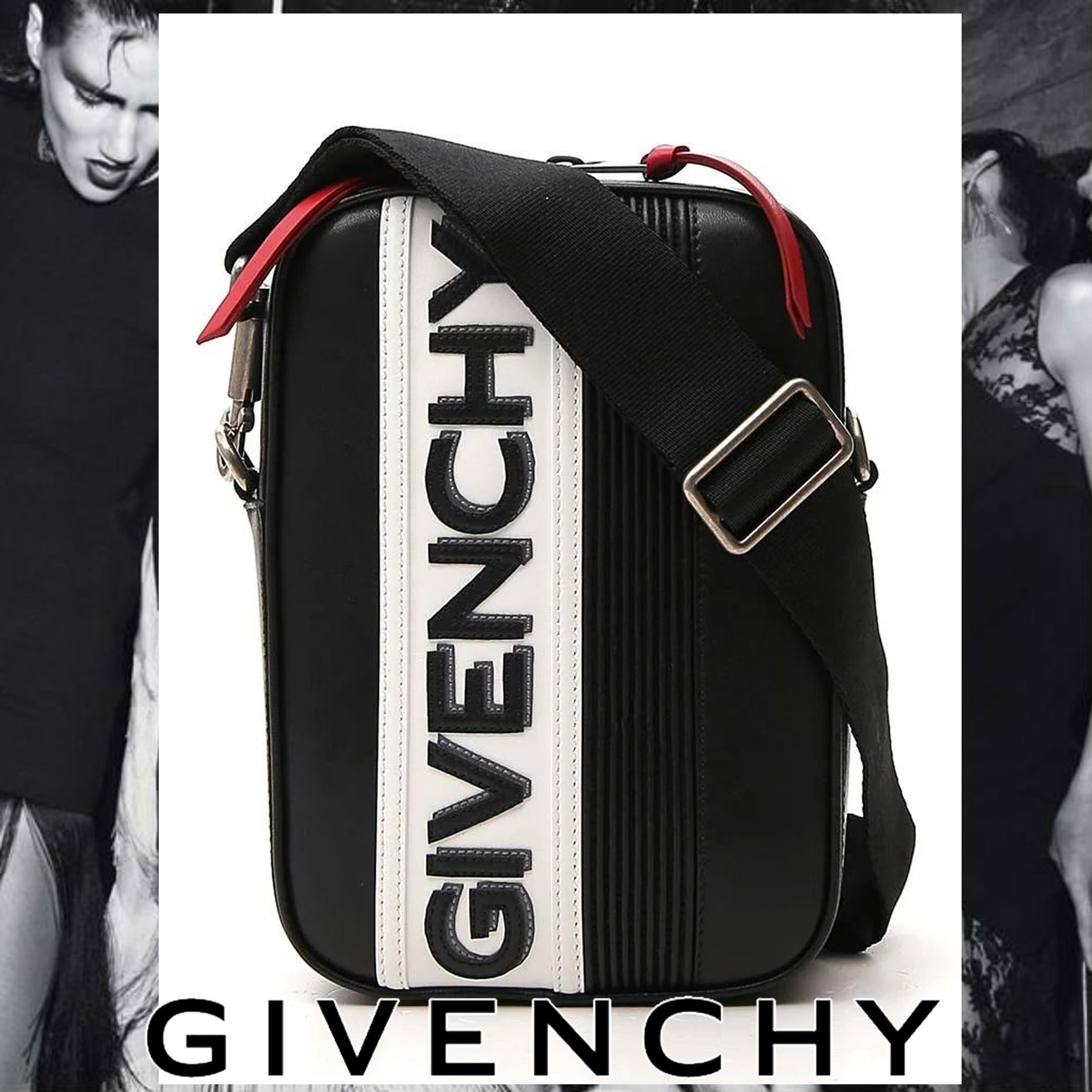 GIVENCHY ブランドロゴ入り ショルダーバッグ ブラック