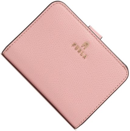 FURLA Folding Wallets Calfskin Bi-color Plain Leather Folding Wallet Long Wallet 