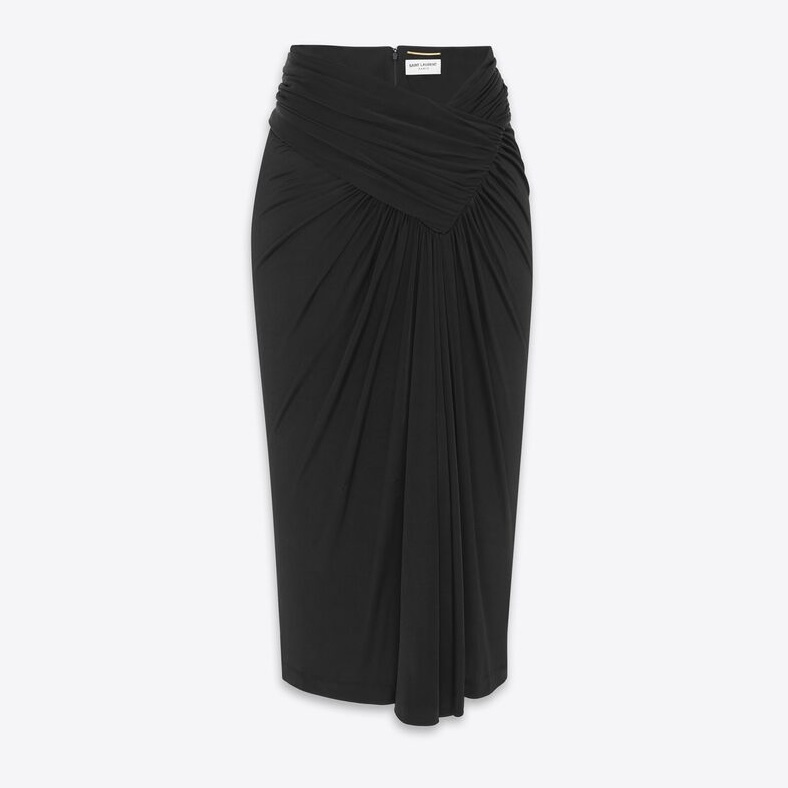 Saint Laurent《ドレープ ペンシルスカート》ブラック DHL 直営