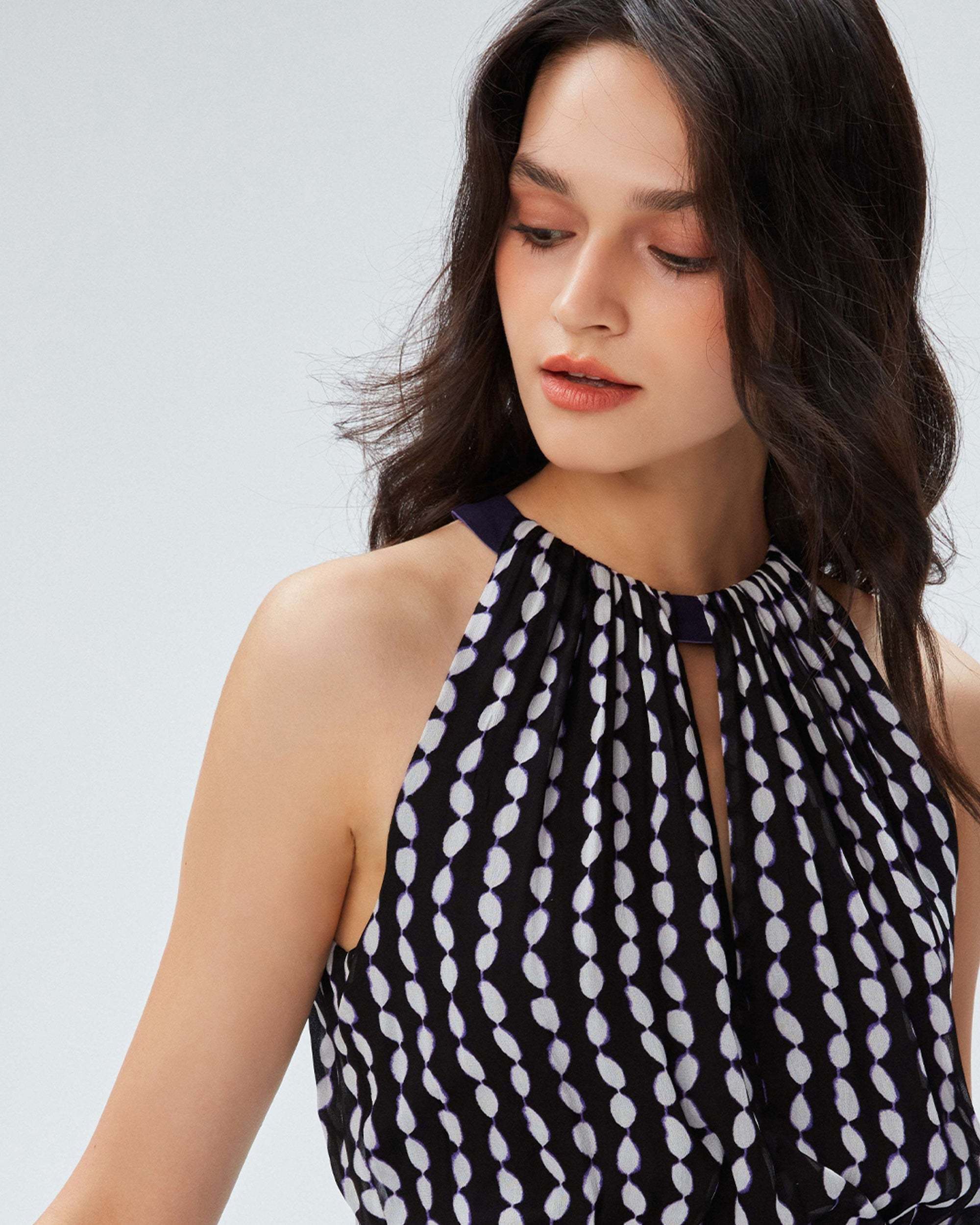DIANE VON FURSTENBERG ホルターネック マキシワンピース 関税込＞DVF＊ホルターネック シフォンマキシドレス (DIANE von