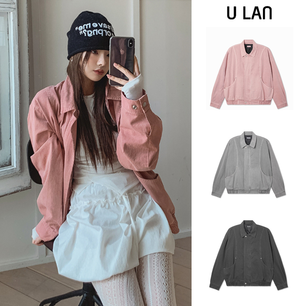【U LAN】Curved Rivet Tie-Dye Jacket