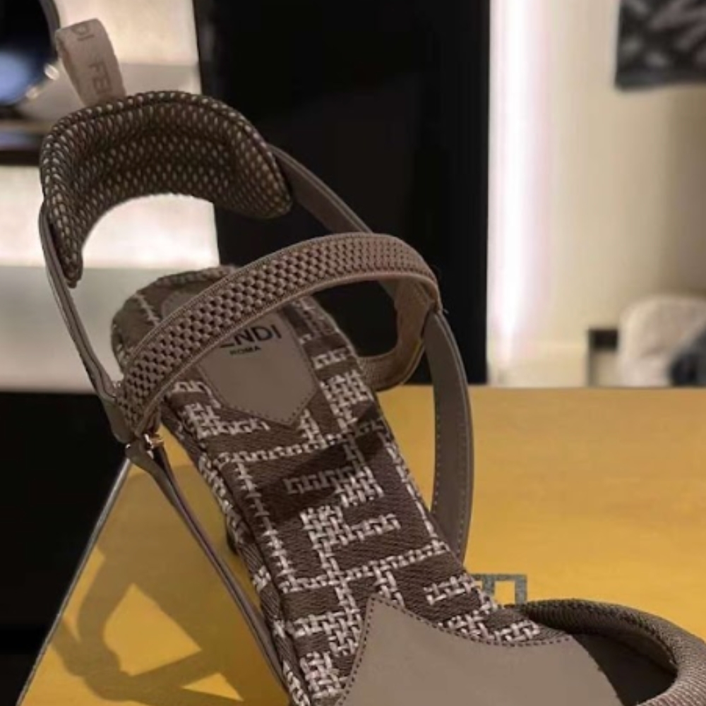 24SS【FENDI】コリブリライト コットン ミディアムヒール FFロゴ