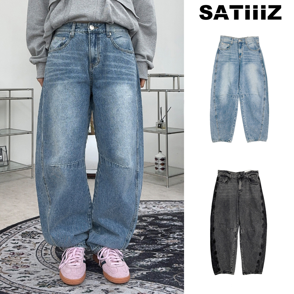 【SATIIIZ】Blick Balloon Wide Denim Pants