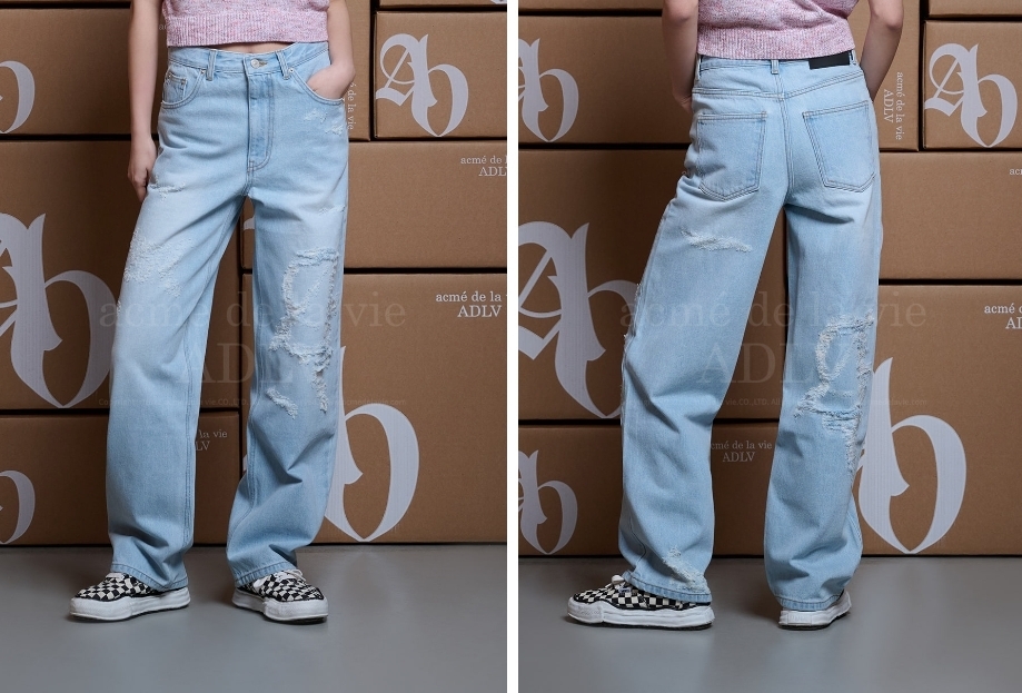 [ADLV] DESTROYED DENIM BANDING PANTS /追跡付 ADLV] DESTROYED DENIM BANDING PANTS /追跡付 (acme de la vie