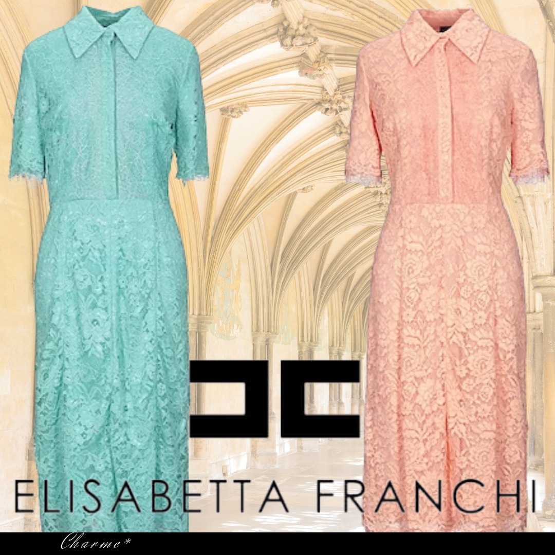 ERISABETTA FRANCHI ミディアムワンピース 半袖 レース