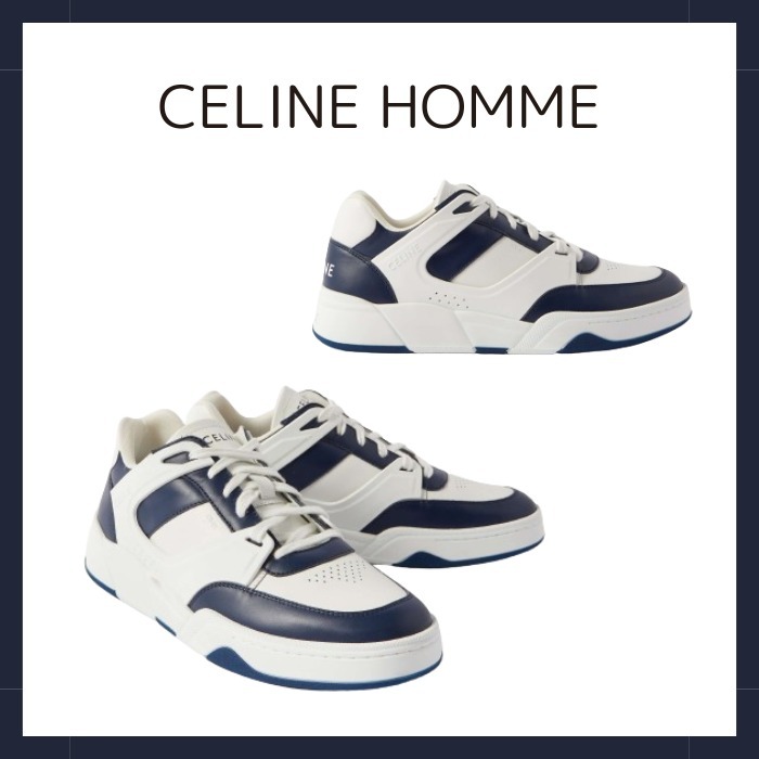 【CELINE HOMME】CT-07 ラバートリミングレザースニーカー 白