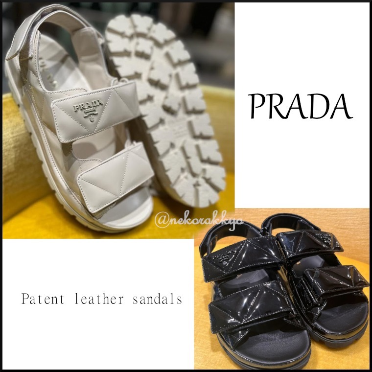 PRADA＊Patent leather sandals パテントレザーサンダル＊送料込