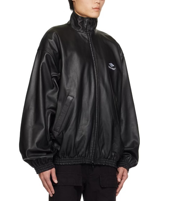 激安人気新品 BALENCIAGA バレンシアガ ジャケット レザー ロゴ ブラック ジャケット・アウター