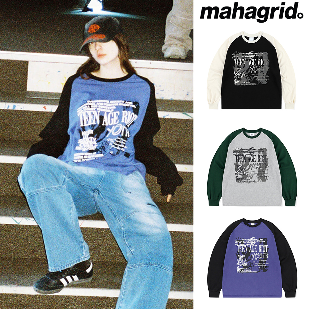 【mahagrid】24SS★ YOUTH RAGLAN LS TEE