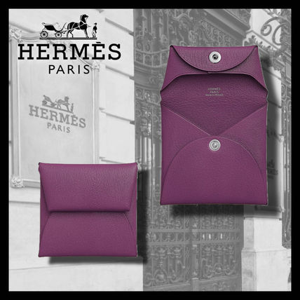 HERMES Coin Cases Unisex Plain Folding Wallet Small Wallet Logo Coin Cases