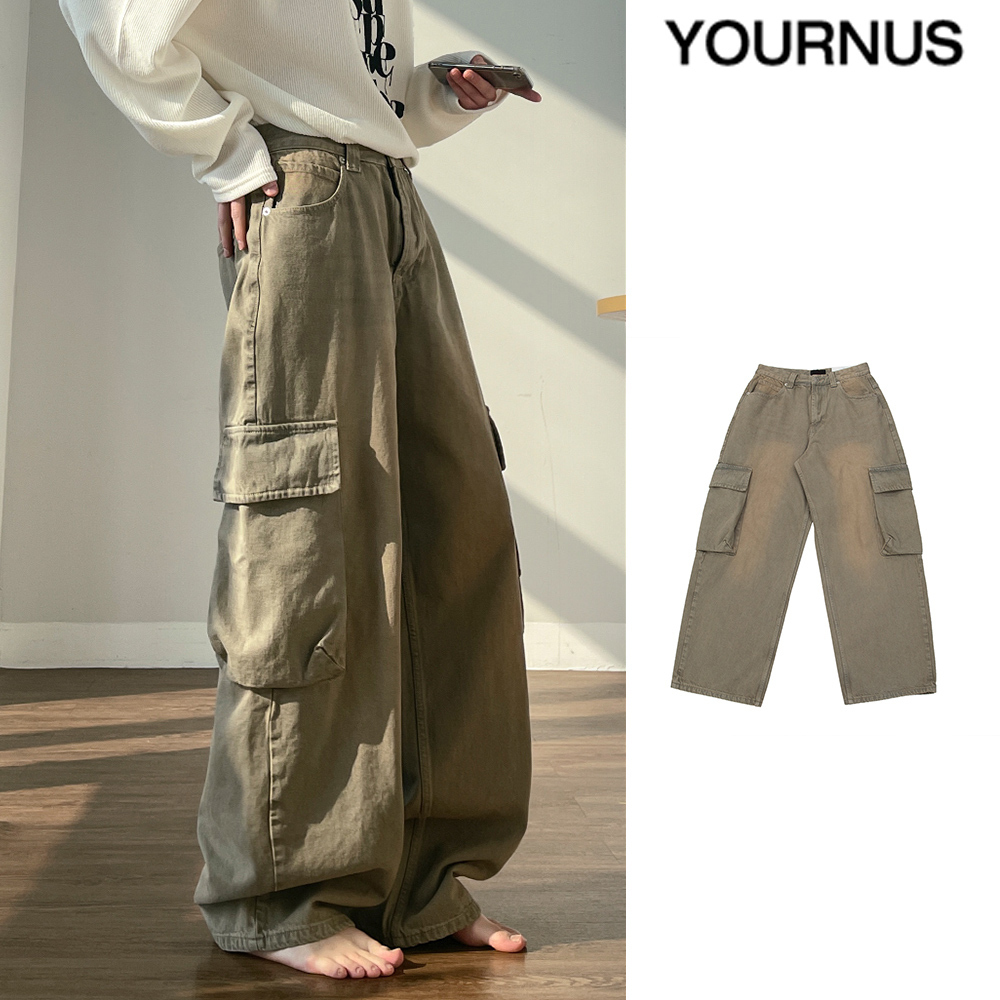 【YOURNUS】Mud Cargo Wide Denim Pants