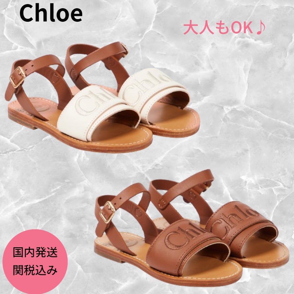【Chloe】『関税込』大人もOK♪ロゴレザーサンダル