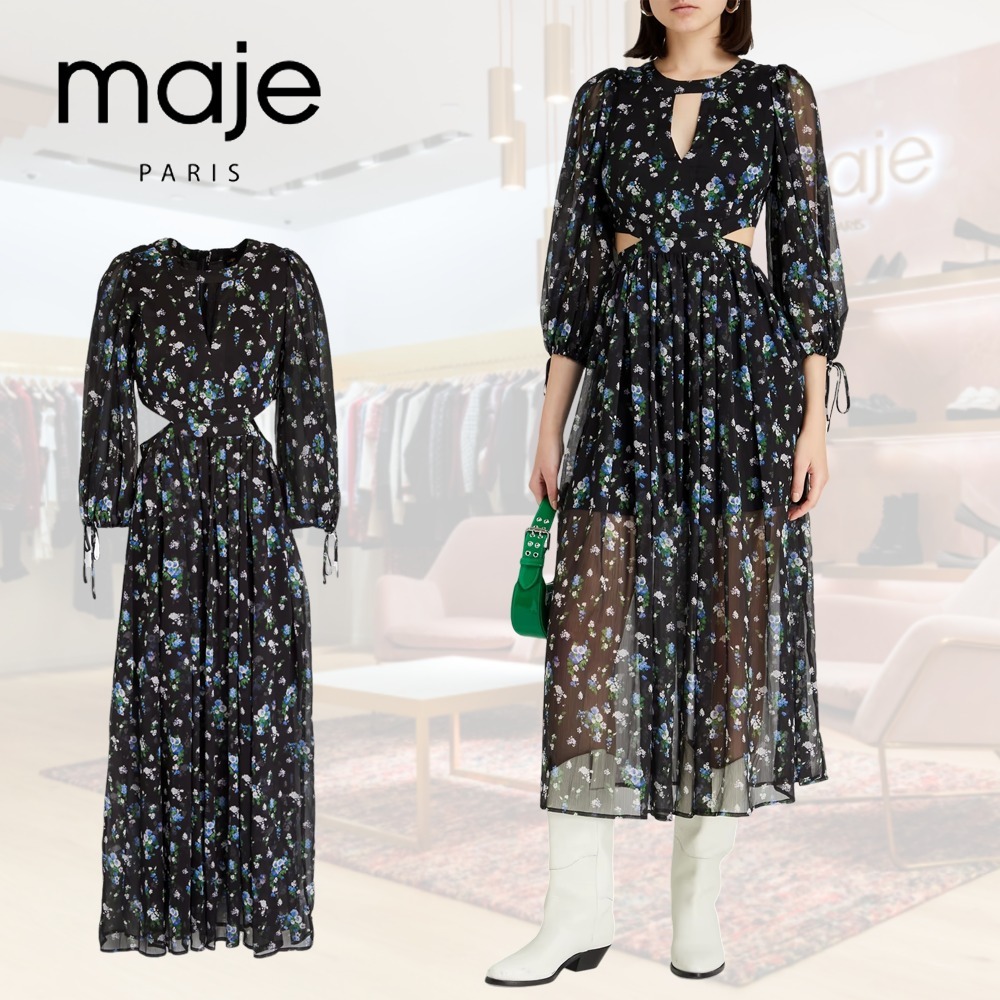 MAJE(マージュ) クレポン ミディワンピース カットアウト