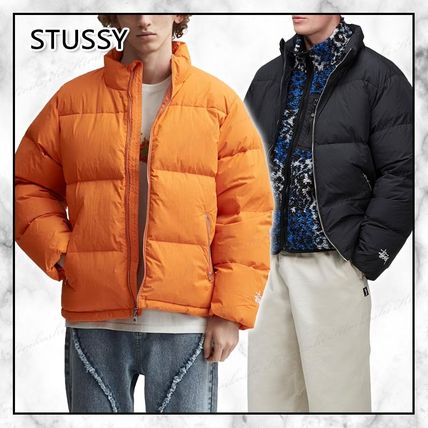 STUSSY Down Jackets Nylon Plain Logo Down Jackets