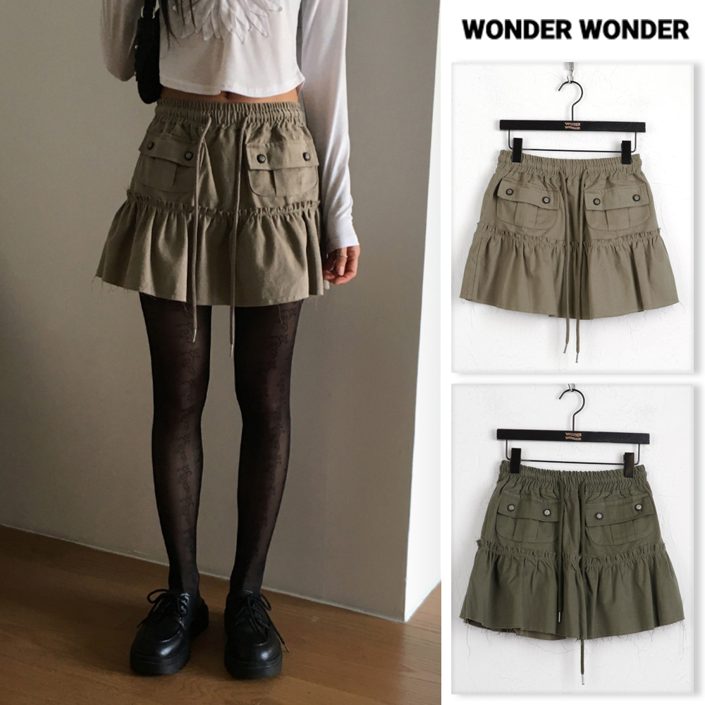 【WONDER WONDER】Lussac vintage tiered pocket mini skirt