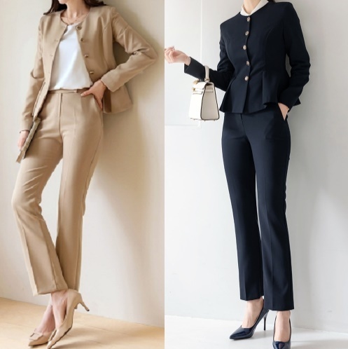 ぺプラムジャケット&ストレッチパンツ セットアップ S〜XXL
