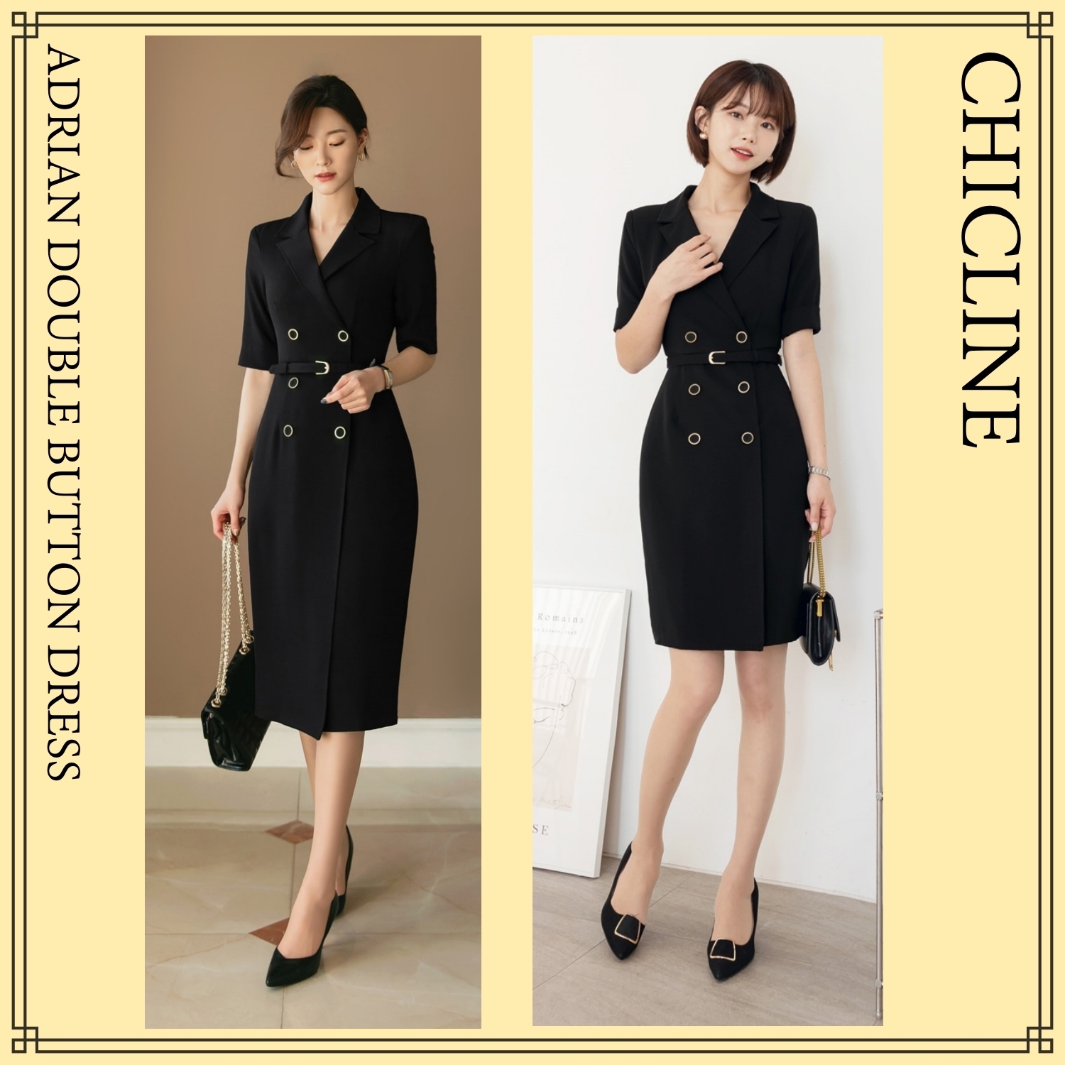 【CHICLINE】★ アドリアン ダブルボタン ワンピース (DRESS) ★