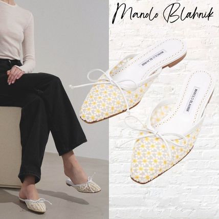 Manolo Blahnik More Sandals Ballerimu daisy mesh flats