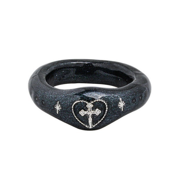 nff☆crucifix heart ring