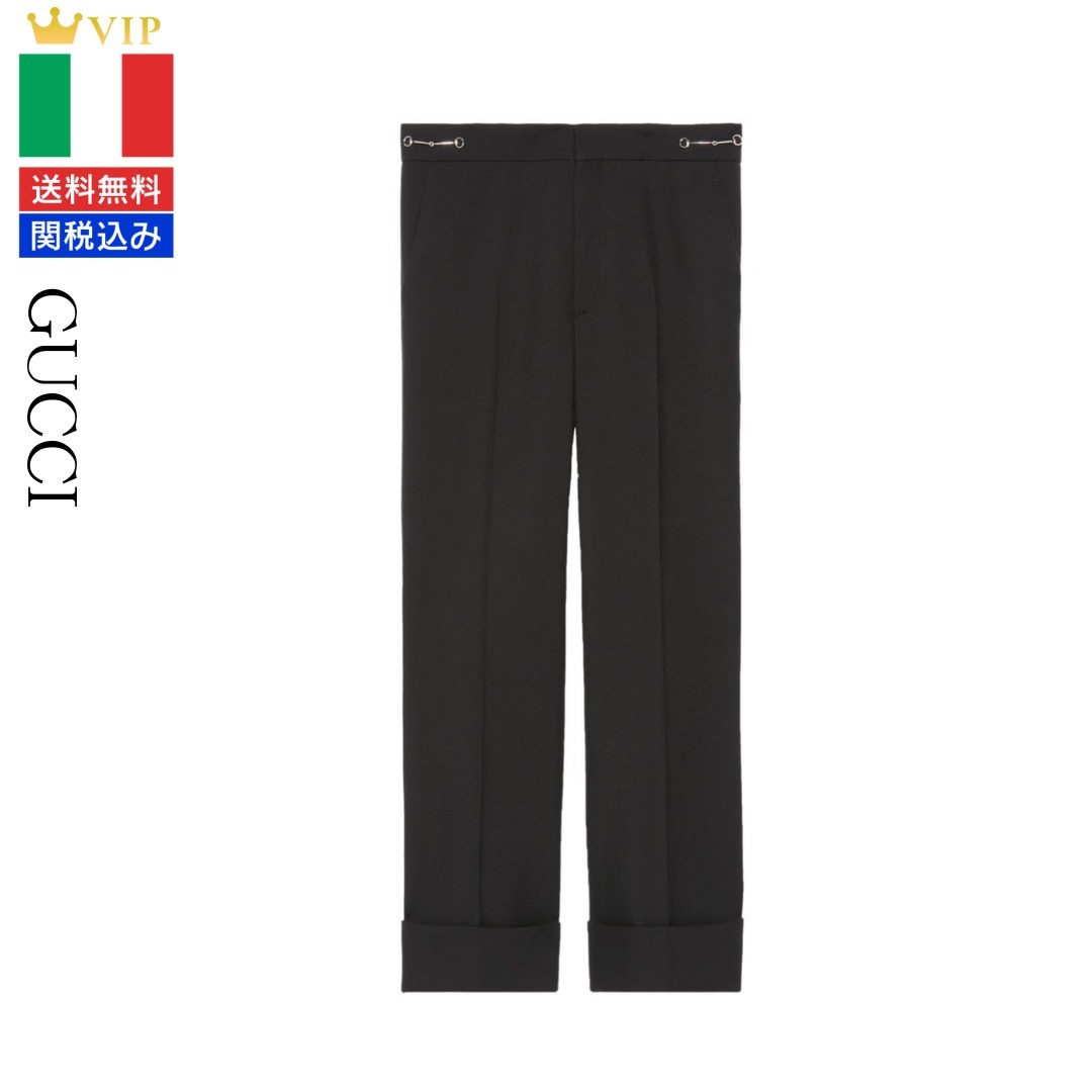VIP【送料無料・関税込み】GUCCI BLACK WOOL CROPPED TROUSERS