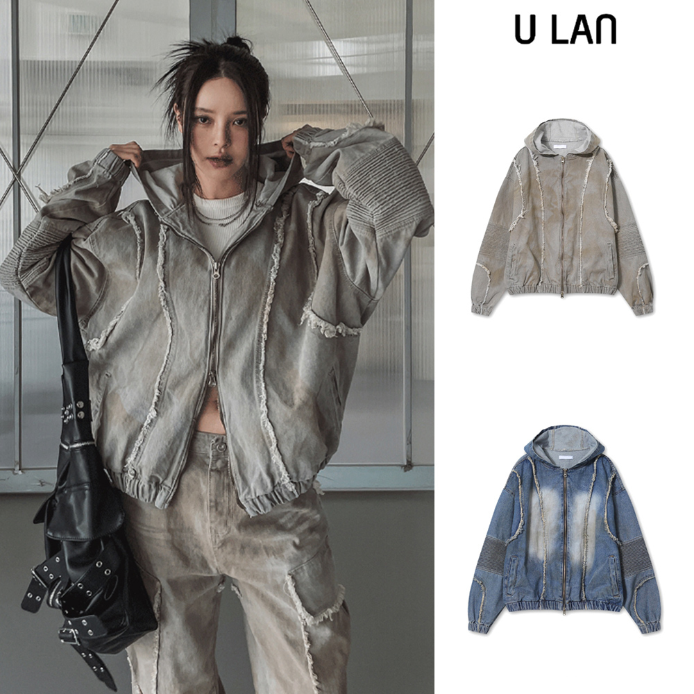 【U LAN】Mud Dekki Denim Hooded Jacket