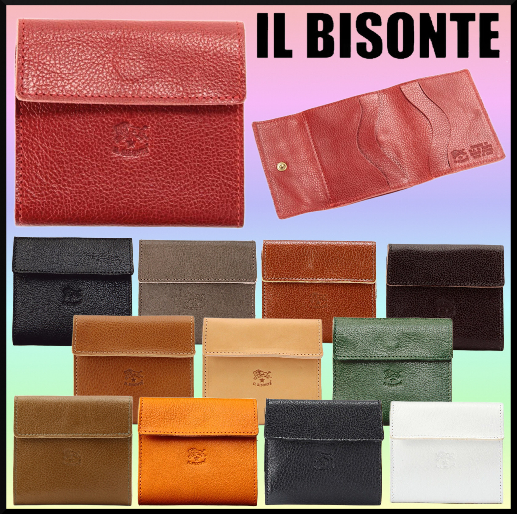 大人気★IL BISONTE ウォレット★二つ折り財布 レザー シンプル