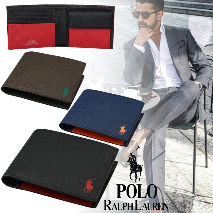 国内発送**POLO RALPH LAUREN**ポロラルフローレン 二つ折り財布