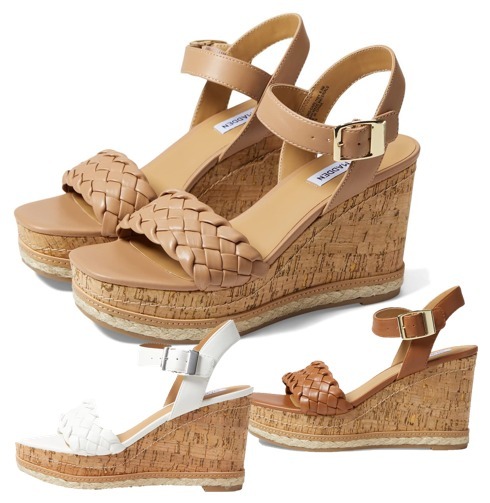 Steve Madden 編み込みレザー 足長・美脚 ハイウェッジヒール