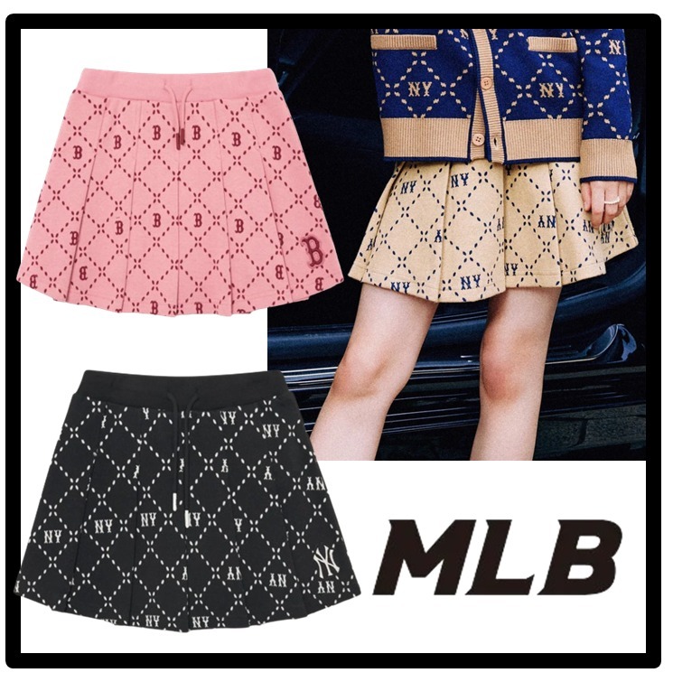★関税込★MLB★Dia Monogram JQD Pleats Skirt★
