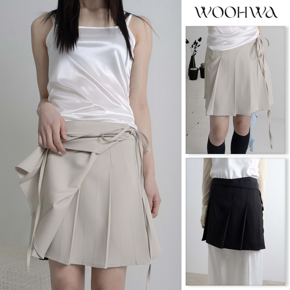 【WOOHWA】EDY PLEATS WRAP SK